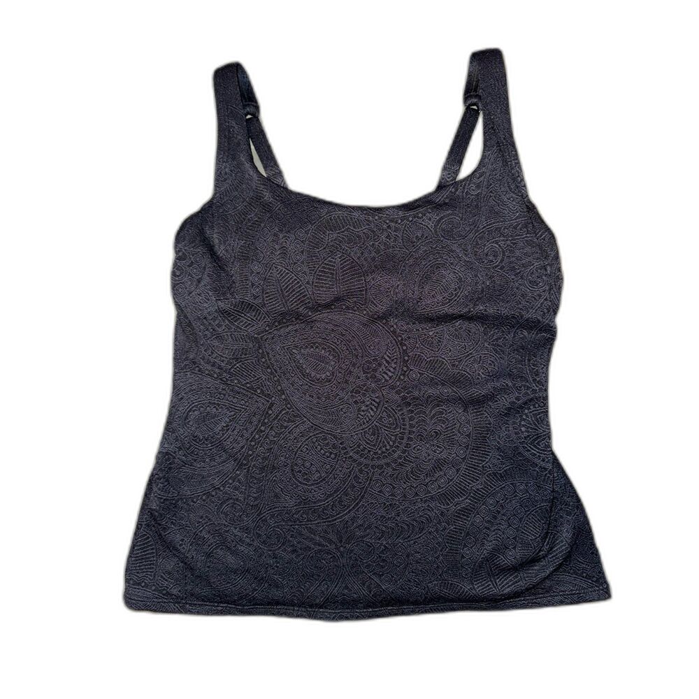 Land's End Paisley Textured Tank Top with Wired/Padded Under bra Sz 4